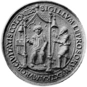 Abdruck vom 4. Siegel des Leprosenhauses zu Köln,  Durchmesser 4,5 cm - Kölnisches Stadtmuseum, S 218. 