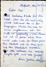 Postkarte von Joachim Meisner aus Erfurt, 11. Juni 1961 (Rückseite).