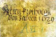 "Hexen Prothocoll von Jahren 1629", Außentitel des Amtsbuches